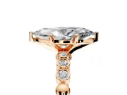 Solitaire Engagement Ring Setting for Marquise Center with Bezel-Dot Beaded Band and Prong Head in Rose Gold