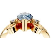 Solitaire Engagement Ring Setting for Fancy Blue Marquise Center with Twisted Band and Scroll Prong Head in Yellow Gold