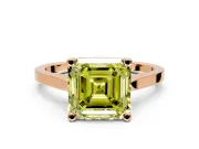 Solitaire Engagement Ring Setting for Fancy Yellow Asscher Cut Center with Tapered Shoulders and Prong Head in Rose Gold