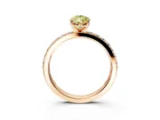 Solitaire Engagement Ring Setting for Fancy Yellow Pear-Shaped Center with Round Cut Pave Band and Prong Head in Rose Gold