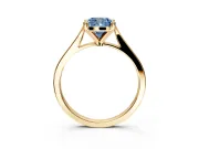 Solitaire Engagement Ring Setting for Fancy Blue Cushion Cut Center with Tapered Shoulders and Prong Head in Yellow Gold