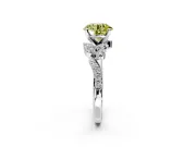Solitaire Engagement Ring Setting for Fancy Yellow Round Cut Center with Marquise Accent Twist Band and Prong Head in Platinum