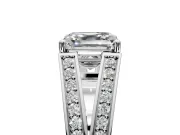 Split Shank Engagement Ring Setting for Asscher Cut Center with Pave Split Shank and Prong Head in Platinum