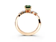 Solitaire Engagement Ring Setting for Fancy Green Emerald Cut Center with Marquise Accent Twist Band and Prong Head in Rose Gold