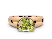 Tension Engagement Ring Setting for Fancy Yellow Heart-Shaped Center with Wide Flat Band and Tension Head in Rose Gold