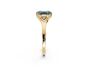 Solitaire Engagement Ring Setting for Fancy Blue Emerald Cut Center with Plain Split Shank and Prong Head in Yellow Gold