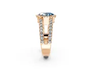 Halo Engagement Ring Setting for Fancy Blue Oval Center with Wide-Open Pave Split Shank and Prong Head in Rose Gold