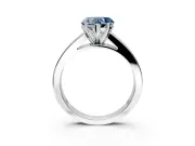 Solitaire Engagement Ring Setting for Fancy Blue Heart-Shaped Center with Princess Cut Channel Band and Prong Head in White Gold