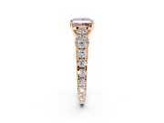 Solitaire Engagement Ring Setting for Fancy Pink Princess Cut Center with Pave Cathedral Shoulders and Prong Head in Rose Gold