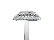 Halo Engagement Ring Setting for Radiant Cut Center with Plain Tapered Band and Prong Head in Platinum