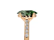 Solitaire Engagement Ring Setting for Fancy Green Oval Center with Channel Accents and Prong Head in Rose Gold