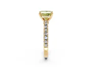 Solitaire Engagement Ring Setting for Fancy Yellow Princess Cut Center with Single Row Accent Band and Prong Head in Yellow Gold