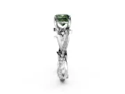 Solitaire Engagement Ring Setting for Fancy Green Cushion Cut Center with Pave and Plain Crossover Band and Prong Head in Sterling Silver