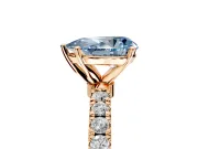 Open Basket Engagement Ring Setting for Fancy Blue Pear-Shaped Center with Pave Band and Prong Head in Rose Gold