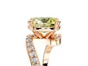 Solitaire Engagement Ring Setting for Fancy Yellow Oval Center with Pave Bypass Swirl Band and Prong Head in Rose Gold