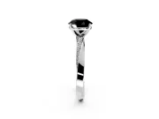 Side Accent Engagement Ring Setting for Fancy Black Round Cut Center with Accent Shoulders and Prong Head in White Gold