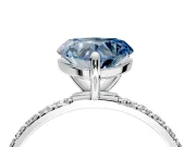 Solitaire Engagement Ring Setting for Fancy Blue Heart-Shaped Center with Pave Accents and Prong Head in Platinum