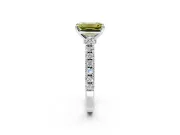 Solitaire Engagement Ring Setting for Fancy Yellow Emerald Cut Center with Single Row Accent Band and Prong Head in Platinum