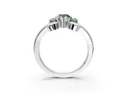 Solitaire Engagement Ring Setting for Fancy Green Pear-Shaped Center with Twisted Band and Scroll Prong Head in White Gold