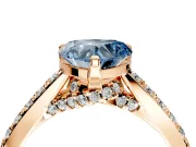 Solitaire Engagement Ring Setting for Fancy Blue Heart-Shaped Center with Crossover Accents and Prong Head in Rose Gold