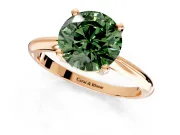 Solitaire Engagement Ring Setting for Fancy Green Round Cut Center with Knife Ridge Band and Claw Prong Head in Rose Gold