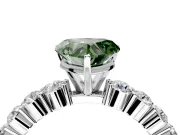Shared-Prong Engagement Ring Setting for Fancy Green Heart-Shaped Center with Graduated Accents and Prong Head in Sterling Silver