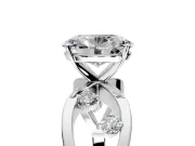 Solitaire Engagement Ring Setting for Oval Center with Criss-Cross Accent Band and Prong Head in Sterling Silver