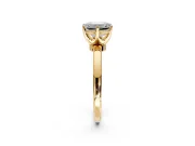 Solitaire Engagement Ring Setting for Emerald Cut Center with Plain Band and Tulip Prong Head in Yellow Gold