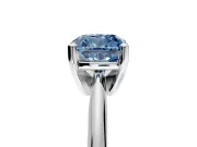 Solitaire Engagement Ring Setting for Fancy Blue Cushion Cut Center with Knife Ridge Band and Claw Prong Head in Sterling Silver