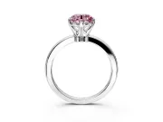 Solitaire Engagement Ring Setting for Fancy Pink Round Cut Center with Plain Band and Tulip Prong Head in Platinum
