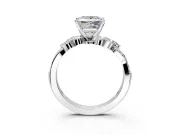 Solitaire Engagement Ring Setting for Princess Cut Center with Marquise Accent Twist Band and Prong Head in Sterling Silver