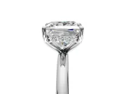 Hidden Halo Engagement Ring Setting for Princess Cut Center with Thin Rounded Band and Prong Head in White Gold