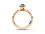 Solitaire Engagement Ring Setting for Fancy Green Pear-Shaped Center with XO Engraved Band and Prong Head in Rose Gold