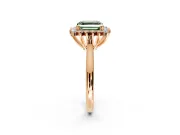 Starburst Halo Engagement Ring Setting for Fancy Green Asscher Cut Center with Thin Round-Wire Band and Prong Head in Rose Gold