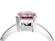 Solitaire Engagement Ring Setting for Fancy Pink Radiant Cut Center with Plain Band and Flat Tab Prong Head in Sterling Silver