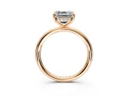 Hidden Halo Engagement Ring Setting for Asscher Cut Center with Thin Rounded Band and Prong Head in Rose Gold