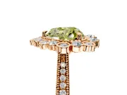 Milgrain Halo Engagement Ring Setting for Fancy Yellow Heart-Shaped Center with Bezel Point Accents and Prong Head in Rose Gold