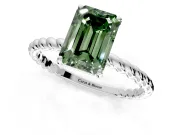 Solitaire Engagement Ring Setting for Fancy Green Emerald Cut Center with Plain Twisted Rope Band and Prong Head in Platinum