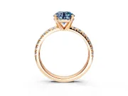 Solitaire Engagement Ring Setting for Fancy Blue Round Cut Center with Large Accents and Prong Head in Rose Gold