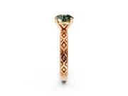 Solitaire Engagement Ring Setting for Fancy Green Round Cut Center with Milgrain X Pattern Band and Prong Head in Rose Gold