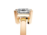 Solitaire Engagement Ring Setting for Asscher Cut Center with Plain Band and Flat Tab Prong Head in Rose Gold
