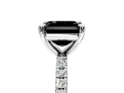 Solitaire Engagement Ring Setting for Fancy Black Asscher Cut Center with Fine Pave Narrow Band and Prong Head in Platinum
