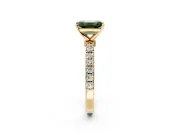 Open Basket Engagement Ring Setting for Fancy Green Emerald Cut Center with Pave Band and Prong Head in Yellow Gold