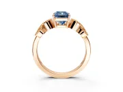 Leaf Engagement Ring Setting for Fancy Blue Princess Cut Center with Milgrain Accent Band and Prong Head in Rose Gold