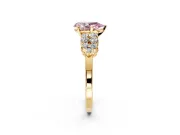 Cluster Engagement Ring Setting for Fancy Pink Pear-Shaped Center with 2-Row Shoulder Clusters and Prong Head in Yellow Gold