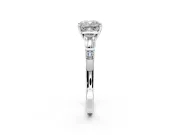 Bar-Set Engagement Ring Setting for Cushion Cut Center with Tapered Baguette Accents and Prong Head in Platinum