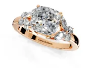 Solitaire Engagement Ring Setting for Cushion Cut Center with Marquise Flower Shoulders and Prong Head in Rose Gold