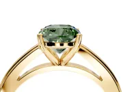 Solitaire Engagement Ring Setting for Fancy Green Cushion Cut Center with Flat-Sided Plain Band and Prong Head in Yellow Gold