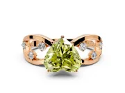 Solitaire Engagement Ring Setting for Fancy Yellow Heart-Shaped Center with Criss-Cross Accent Band and Prong Head in Rose Gold