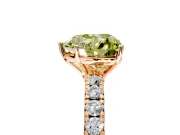 Solitaire Engagement Ring Setting for Fancy Yellow Heart-Shaped Center with Large Accent Band and Prong Head in Rose Gold